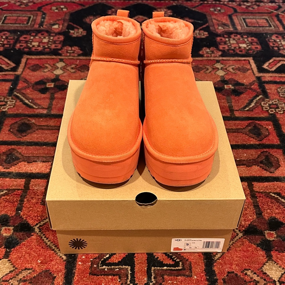 UGG Vibrant Orange Platform Boots size 9